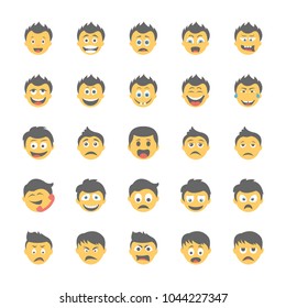 Smiley Flat Icons Set 19