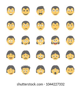Smiley Flat Icons Set 22