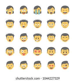 Smiley Flat Icons Set 23