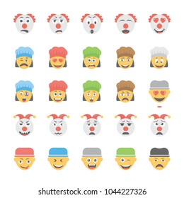 Smiley Flat Icons Set 26