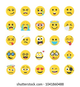 Smiley Flat Icons Set