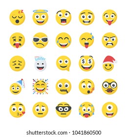 Smiley Flat Icons Set