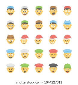 Smiley Flat Icons Set 28