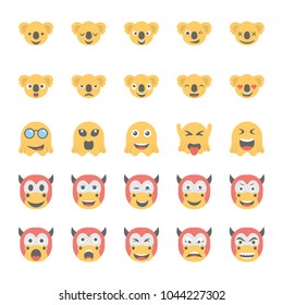 Smiley Flat Icons Set 34