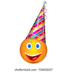 Smiley in the fool's cap. 3D Vector Illustration.