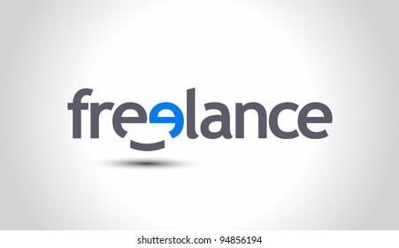 Smiley Freelance word, vector