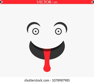 Smiley Frog Face. Crazy Face. Vector Art