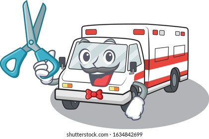 Smiley Funny Barber ambulance cartoon character design style