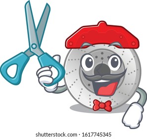 Smiley Funny Barber car brake cartoon character design style
