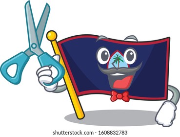 Smiley Funny Barber flag guam cartoon character design style