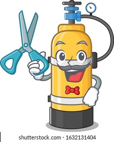 Smiley Funny Barber oxygen cylinder cartoon character design style