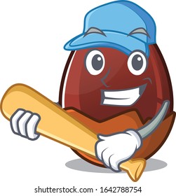 Smiley Funny chocolate egg a mascot design with baseball