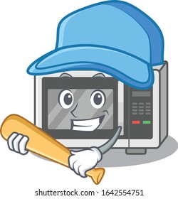 Smiley Funny microwave a mascot design with baseball