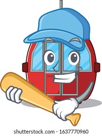 Smiley Funny ropeway a mascot design with baseball