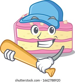 Smiley Funny Erdbeerscheibe Kuchen ein Maskottchen Design mit Baseball