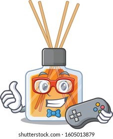 Smiley gamer air freshener sticks cartoon mascot style
