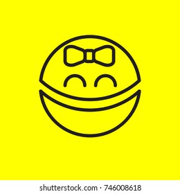Smiley girl. Black and yellow avatar girl child with bow. Positive emoticon. Stock vector