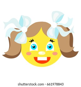 Smiley girl laughs. Icons on a white background. Vector image 