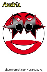 smiley with glasses in the form of a flag Austria