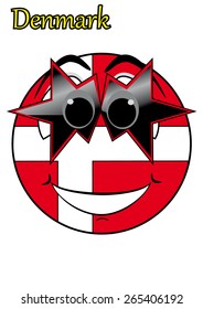 smiley with glasses in the form of a flag Denmark