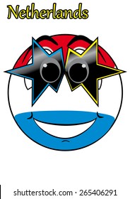 smiley with glasses in the form of a flag Netherlands
