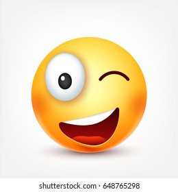 Smiley with glasses,smiling angry,sad,happy emoticon. Yellow face with emotions. Facial expression. 3d realistic emoji. Funny cartoon character.Mood. Web icon. Vector illustration.