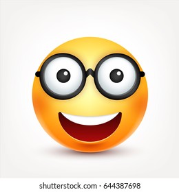 Smiley Glassessmiling Emoticon Yellow Face Emotions Stock Vector 