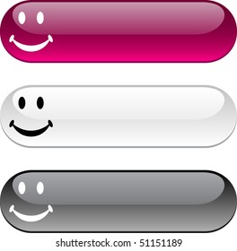 Smiley glossy buttons. Three color version.