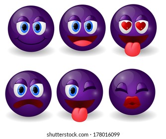 Smiley Glossy Icons set isolated