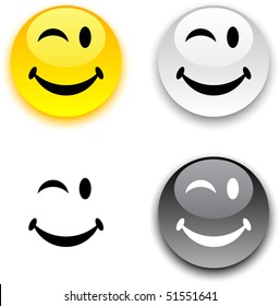 Smiley glossy round vector buttons.