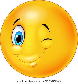 Smiley happy emoticon cartoon with eye blinking