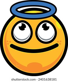 Smiley happy face emoji with angel aurora Icon yellow vector ilustration