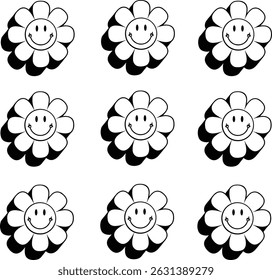 Smiley happy Flower, Sun Flower World Smiley Day Vector