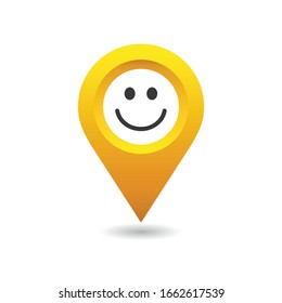 Smiley happy location pin. Vector illustration