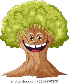 Smiley happy tree cartoon illustration