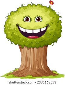 Smiley happy tree cartoon illustration