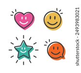 Smiley heart, face, star and  speech bubble.