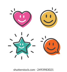 Smiley heart, face, star and  speech bubble.