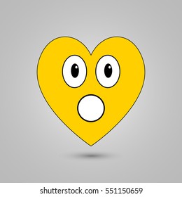 Smiley in heart shape on grey background