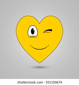 Smiley in heart shape on grey background