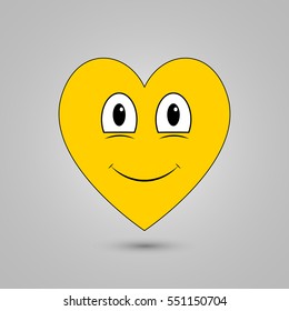 Smiley in heart shape on grey background