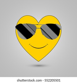 Smiley in heart shape on grey background