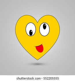 Smiley in heart shape on grey background
