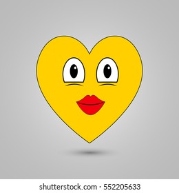 Smiley in heart shape on grey background