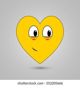 Smiley in heart shape on grey background