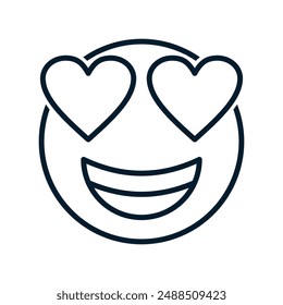 Smiley with heart-shaped eyes. Vector linear icon isolated on white background.