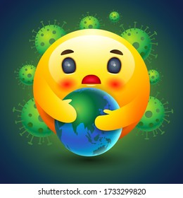 Smiley icon, caring Earth, Emotion , sign and symbol vector.