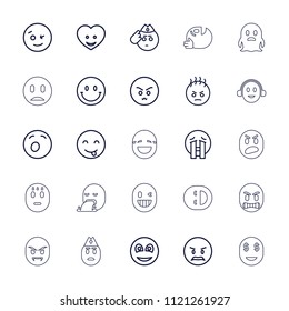 Smiley Icon. Collection Of 25 Smiley Outline Icons Such As Wink Emot, Angry Emot, Crying Emoji, Heart Face, Emoji, Ghost. Editable Smiley Icons For Web And Mobile.