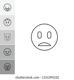 Smiley icon. collection of 6 smiley outline icons such as sweating emot, devil emot, showing tongue emot. editable smiley icons for web and mobile.