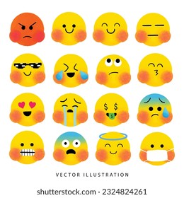 Smiley icon emoji.Emotion cute for social media.Felling emotion set